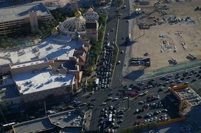 aerial view of traffic in Las Vegas, US