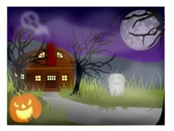 Drawing of a haunted mansion