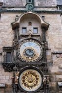 famous historical clock on the tower in Prague