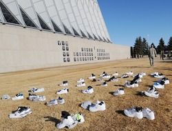 training shoes near air force academy building