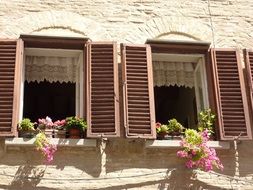 old windows on an old building