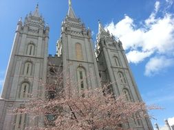 White Ancient Temple in Salt Lake City, Utah