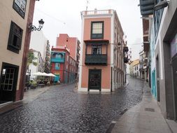 colorful old town on rainy weather, spain, santa cruz de tenerife, la palma