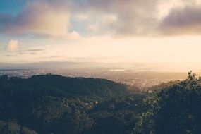 panoramic views of the valley and hills in the haze