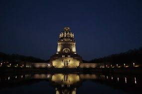 monument to the battle of the nations at night