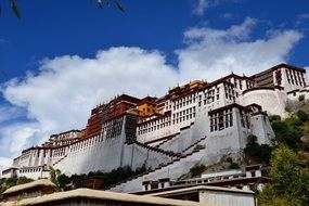 Magnificent temple monastery Cloud sky scene