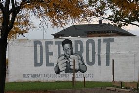 graffiti, cool man holding fists, detroit restaurant and food service, usa, michigan