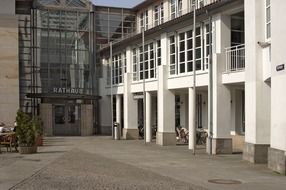 entrance to town hall building, germany, gifhorn