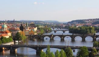 panorama of bridges in prague