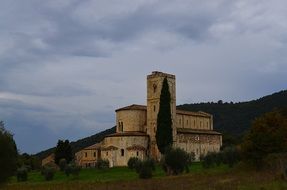 church in Tuscany among the hills, italy