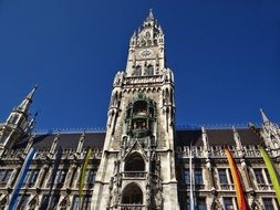 clock tower of town hall at sky, germany, munich