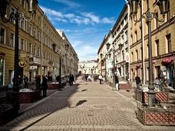 Walking street with beautiful architecture in St. Petersburg Russia