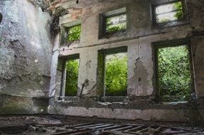 Inside of ruined building