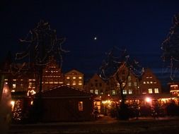 Christmas market in Luneburg at night