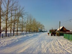 village in the winter in Russia