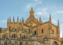 The spiers of the cathedral in Segovia in Spain