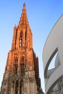 Tower with the bell tower of Ulm Cathedral