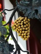 metal grapes with green leaves