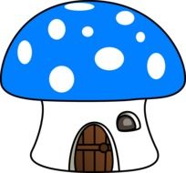 blue mushroom house as a drawing
