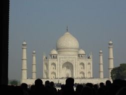 Taj Mahal is a mosque mausoleum located in Agra, India, on the banks of the Jamna River