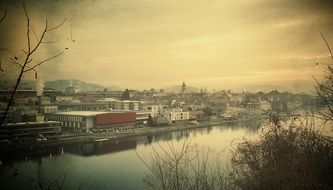 Maribor city near the river in Slovenia