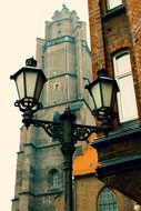 old lamppost on a street in the city of Gliwice