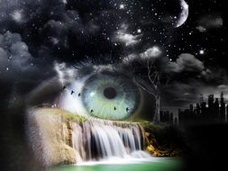 eye waterfall fantastic drawing