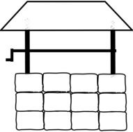 black and white drawing of a well