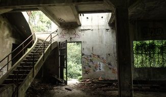 Interior of a destroyed building