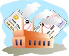 picture of industrial credit cards behind the factory