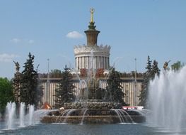 Fountains in the city center in Ukraine