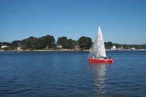 sailboat on the water among the lake