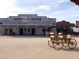 carriage on the square in the city of the wild west