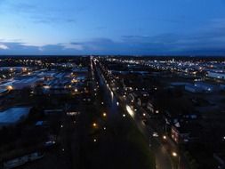 top view of the night city in the netherlands