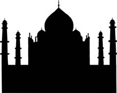 black silhouette of the Taj Mahal