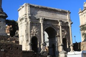 antique ruins of stone architecture in Rome