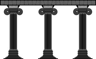 black and white drawing of greek columns