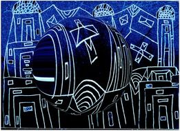 Drawing with blue patterns