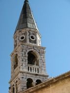 stone spire on a church in croatia