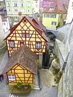 top view of a medieval house with an old facade