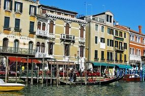 variety of canal gondolas in venice