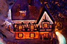 house at christmas night as drawing