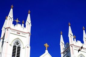 spires of Catholic church, usa, california, San Francisco