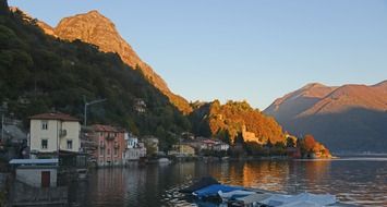 italy village buildings Lake Mountain view