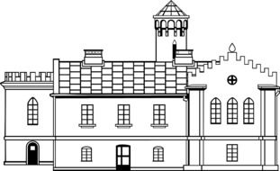 Black and white drawing of the architecture of Poland clipart