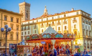 carousel at town square, italy, florence