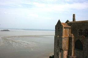 landscape of medieval mont saint michel abbey in normandy