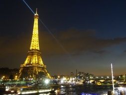 cityscape of bright eiffel tower at night