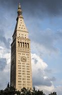 huge tower clock on a background of sky