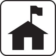 sign of a house with a flag as an illustration